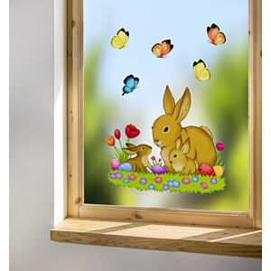 Magnet 3Pagen 6-dielny obrázok na okno "Zajačiky na lúke"
