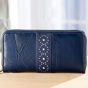 Magnet 3Pagen Patchworková kožená peňaženka. modrá 20x10x2,5cm